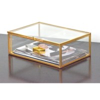 gold glass brass custom jewelry boxes packaging with metal frame